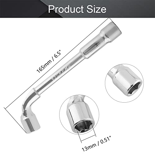 Utoolmart Metric L Shaped Angled Hex Socket Wrench, 13Mm Socket Wrenches, Mirror Chrome Plated, Cr-V, 1 Pcs #TOP1