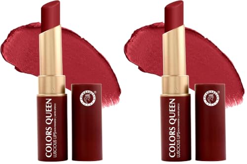 Image of Colors Queen Luscious Lips - Non Transfer Creamy Matte Lipstick | Highly Pigmented with Smooth Application | Long Lasting Lipstick Waterproof | Smudge Proof Lipstick for Women (12 - Bride Maroon - 3.5g)