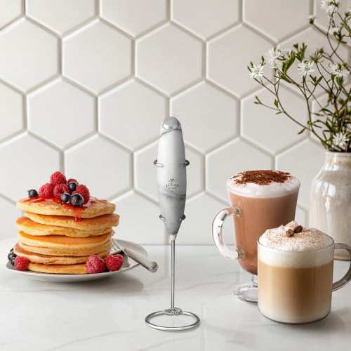 Image of Zulay Kitchen Powerful Milk Frother Wand With Duracell Batteries - Ultra Fast Handheld Drink Mixer - Electric Whisk Foam Maker for Coffee, Lattes, Cappuccino & Matcha - Z1 Motor - Quartz