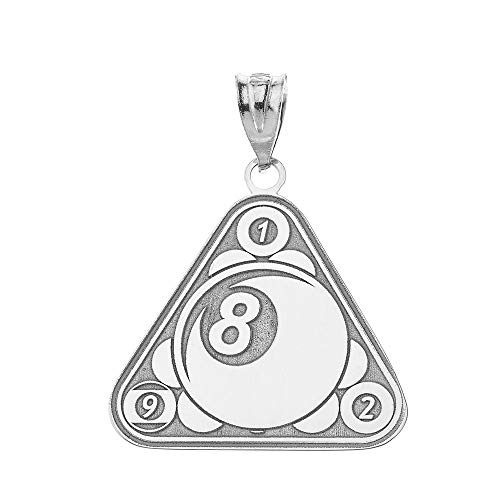 Claddagh Gold Fine 925 Sterling Silver Personalized Name Eight Ball Billiard Pool Cue Sports Pendant