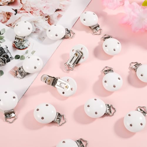 Miniatura 6 de Pinzas Para Chupete De Haya Natural, 15 Unidades, Manualidades, Dentición, Color Blanco