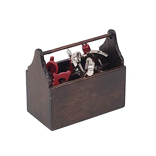SunaOmni Miniatur Werkzeugkasten, Retro Werkzeugkasten Reparaturwerkzeugmodell 4.7 * 2.9 * 4,9 cm 8 Werkzeuge…