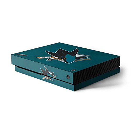 Skinit Decal Gaming Skin Compatible with Xbox One X Console - Officially Licensed NHL San Jose Sharks Distressed Design