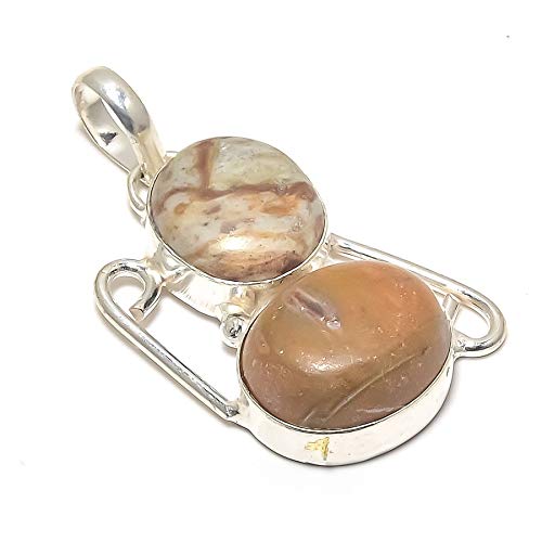 GenericCrazy Mookaite Gemstone Handmade Ethnic Silver Plated Jewelry Pendant 1.81"