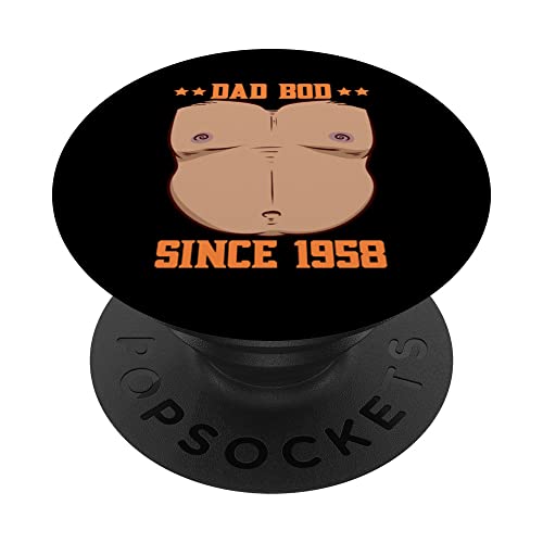 Dad Bod Since 1958 Father's Day Beer Belly PopSockets Swappable PopGrip, Black