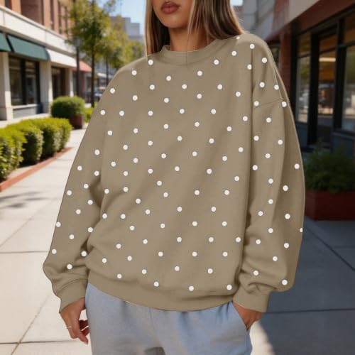 Oversized Sweatshirts for Women Comfort Fleece Polka Dots Sweatshirt - image 3