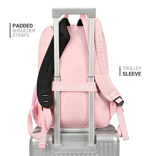 Image of ZORFIN 26L Backpack for College, and Travel: Water Resistant Bookbag - Pink