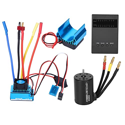 NDNCZDHC Brushless ESC Heat Sink Program Card Set, 3650 Brushless Motor 4300KV for 1/10 RC Car and Remote Control Car Marine Ship(80A)