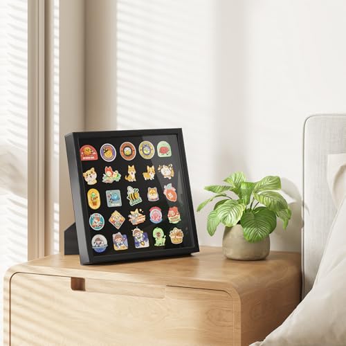 Image of TJ.MOREE 11x11 Shadow Box Pin Display Frame for Badges & Medals | Fits Tags Patches, Jewelry & Giant Pins, Insignia Ribbons