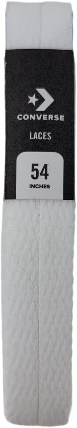 Converse Unisex Replacement Cord Shoe Laces Flat Style Shoelaces, White, 54" 8 Eyelets