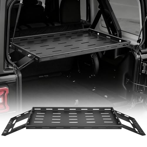 VEVOR Rear Trunk Cargo Rack with Net 2007-2024 Jeep Wrangler JK 4 Door hardtops 300 lbs Capacity Carbon Steel Basket Tray Interior Storage Luggage Carrier Shelf Stand Organizer
