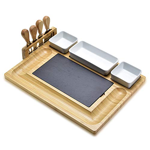 Bamboo cheese board and cheese knife set: large specialty dish board set and cheese platter - unique family warm keeping gift, new home, wedding anniversary and wedding gift, bride shower gift - Image 6