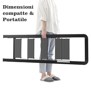 KINGRACK Scaletta 4 Gradini Pieghevole in Alluminio, Leggera con Corrimano, Blocco di Sicurezza, Pedali Antiscivolo, Scala per Cucina Garage Casa, Salvaspazio, Robusta e Portatile, Massima 150kg, Nero