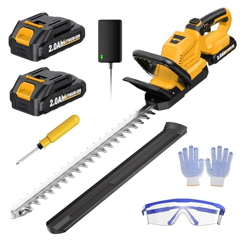 FULLYEA 20" Cordless Hedge Trimmer with 2x2.0Ah Batteries