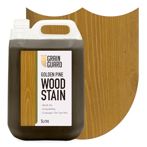 GRAIN GUARD Wood Stain Water Based | Golden Pine | 5L | Interior Furniture Stain | Light & Dark Stains | Eco-Friendly & Non-Toxic Wood Dye | Easy Application | Quick Dry & Low Odour
