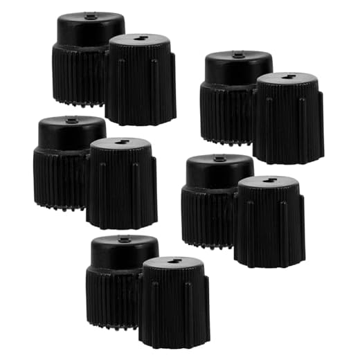 Mikinona 10Piezas Tapas de Válvula Aire Acondicionado Alta y Presión Compatible con Mayoría de Automóviles de Ca de Vehículos