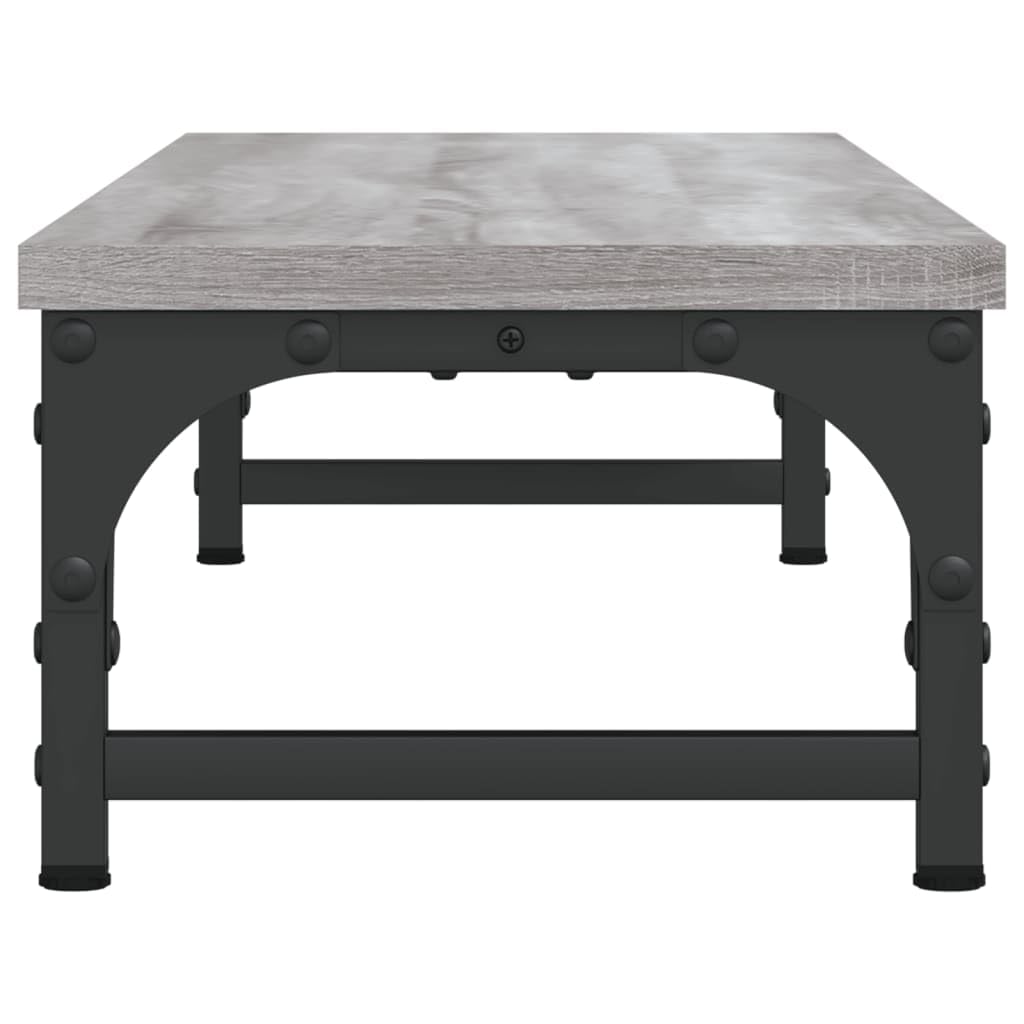 Soporte para monitor Sonoma gris 85 x 23 x 15,5 cm de madera y metal, patas ajustables en altura, soporte ergonómico para la pantalla para oficina en casa y sofá
