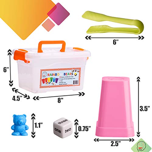 Counting Bears With Matching/Sorting Cups, 4 Dice ,Tweezers And An Activity E-Book. For Toddlers And Early Childhood Education. 71 Pc Game Set In Pastel Colors. #TOP4