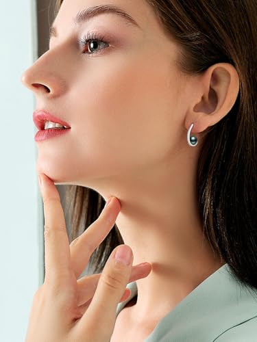 Tahitian Black Pearl Earring For Women AAAAA Grade Tahitian Black Pearl 925 Sterling Silver Jewelry Gift For Wife Mom Girlfriend Gift For Christmas Mother's Day Valentine's Day3