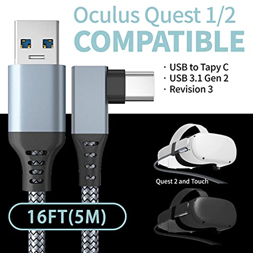 FKBJ 5 m/5 metros VR Link cabo USB C, cabo VR Link de carregamento rápido para Oculus Quest 2 transm