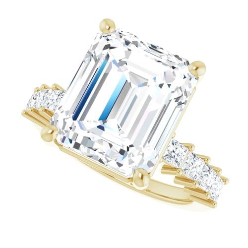 5 Ct Emerald Cut Lab Grown 3 Stone Statement Engagement Ring for Women