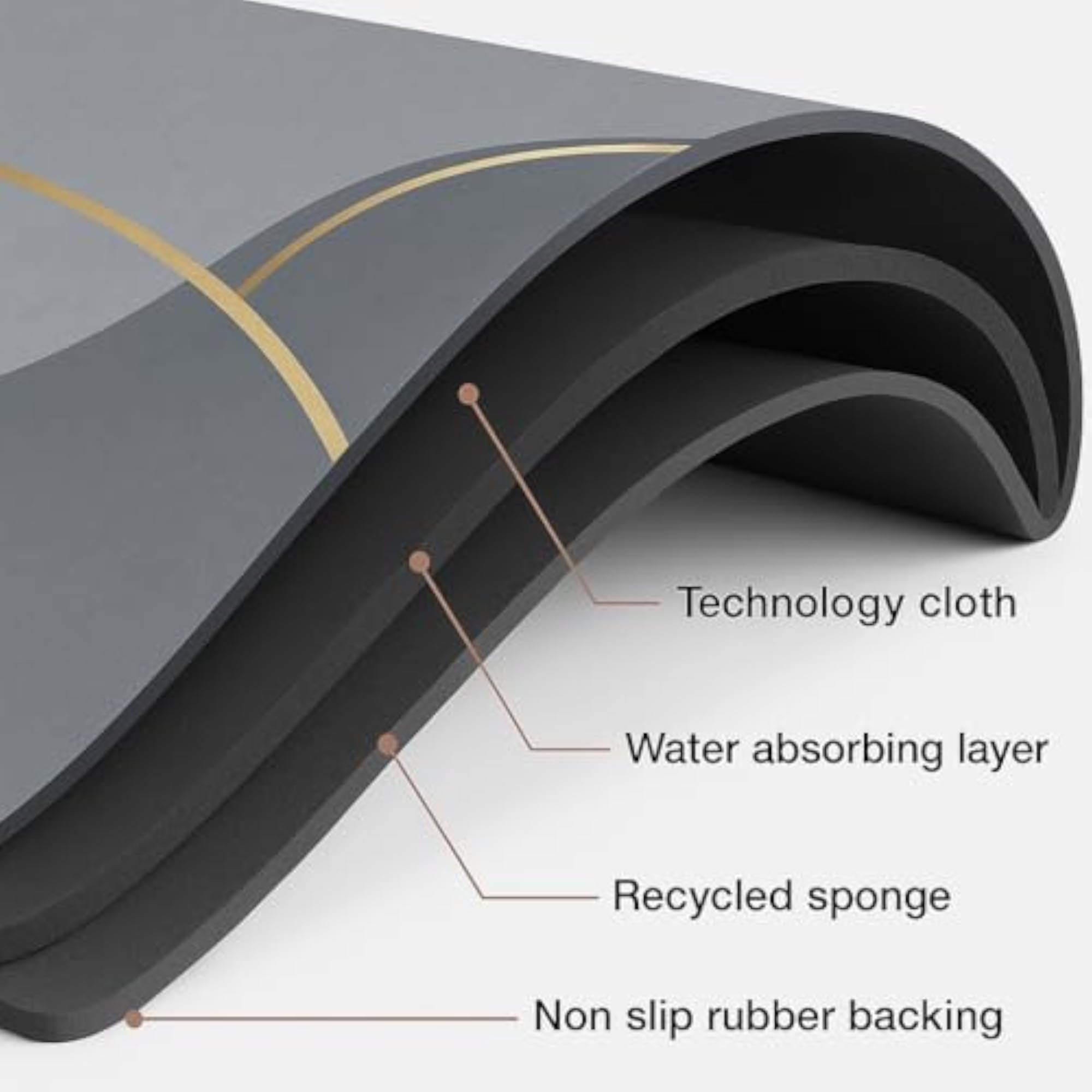 Oval Water-Absorbing Rubber Bath Mat, Quick Dry