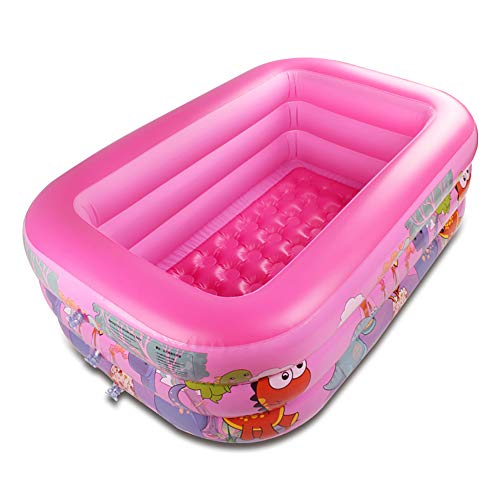 qwqqaq 3-Anillo Ocean World Piscina Hinchable,Completo-tamaño Familia Piscinas con Suelo Suave,Rectangular Piscina Infantil Swim Center para Los Niños T 150x105x50cm(59x41x20inch)