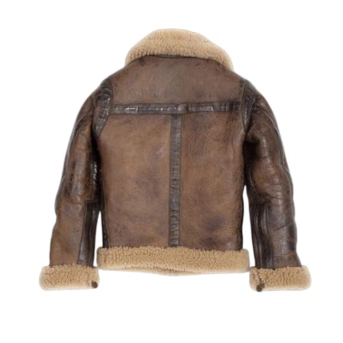 Men's Distressed Brown Genuine Cowhide B3 Arnold Aviator Army Vintage Sherpa Shearling Faux Fur Lined Leather Jacket3