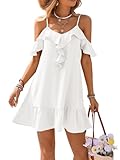 BB&KK Swimsuit Coverup for Women Bathing Suit Beach Cover ups Spaghetti Strap Dresses Swimwear Vacation Outfits White M