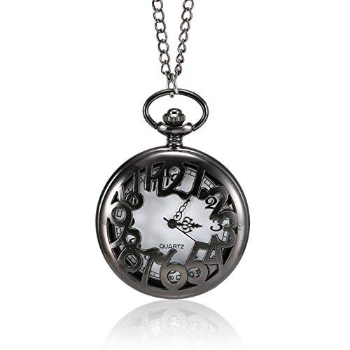 Relogio De Bolso Masculino Feminino Relógio de Bolso Quartzo Numerais Ocos Caixa Esculpida com Corre