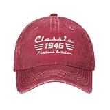 Classic 1946 hat Vintage Limited Edition 80th Birthday Retro Cotton Baseball Cap Red