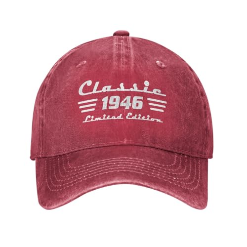 Classic 1946 hat Vintage Limited Edition 80th Birthday Retro Cotton Baseball Cap Red
