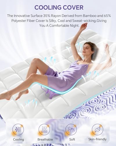 Image of ChiXpace Dual Layer Memory Foam Twin XL Mattress Topper - 3 Inch Cooling Pillow Top Cover Rayon and 2 Inch Gel Egg Crate Foam, Twin XL Extra Long College Dorm Room Essentials (Cream)