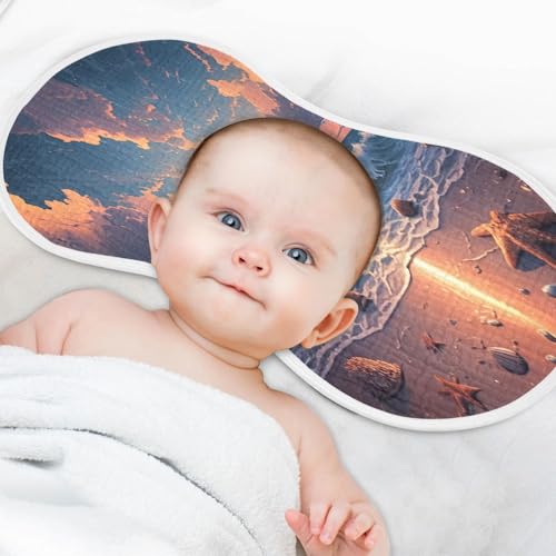 J JOYSAY Beach Sunset Orange Baby Burp Cloths for Boys Girls Large 22''x11'' Cotton 4 Layer Baby Spit-Up Rags for Girl Drool one sizex24