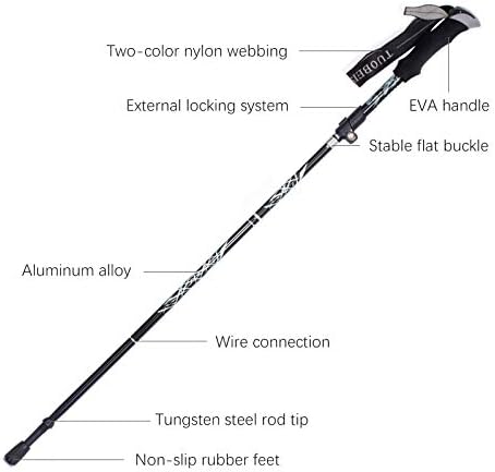 Miniatura 4 de Bastón de trekking plegable de aluminio ultraligero de viaje trekking senderismo poste para hombres y mujeres