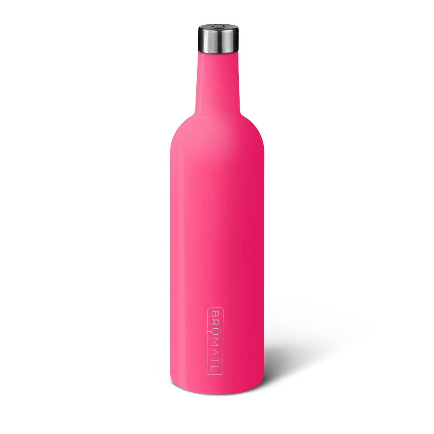 BrüMate Winesulator 25 Oz Triple-Walled Insulated Wine Canteen Made of Stainless Steel, 24-Hour Temperature Retention, Shatterproof, Comes with Silicone Transfer Funnel (Neon Pink)