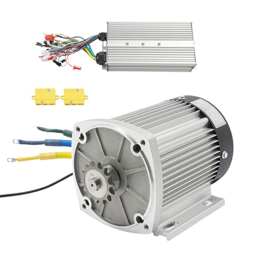 Electric Brushless DC Motor Kit with 52V 65A Controller, 1500W 60V Permanent DC Motor, 3500RPM High Speed for Electric Scooter, E Bike, Motorcycle, Go-Karts DIY Conversion