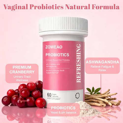 Vaginal Probiotics for Women - Vaginal Moisturizer Supports Vaginal Health, pH Balance, Fights Itch, Odor & Yeast, Enhances Intimate Wellness, 60 Capsules Probiotics, Cranberry, Ashwagandha - Image 4
