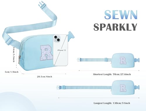 Image of COSHAYSOO Initial Letter Fanny Pack for Girls Personalized Christmas Birthday Gifts for 6 7 8 9 10 11 12 Year Old Teen Girl, Girly Fashion Crossbody Purse Belt Bag Preteen Tween Trendy Stuff Blue R