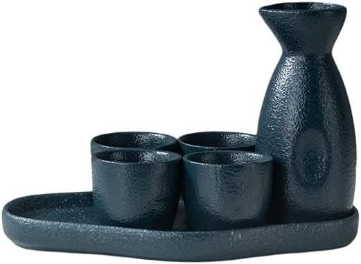 Sake Cup Set,Gift for Beer Cup,Traditional Sake Set, Ceramic Sake Set,Traditional Porcelain Japanese Pottery Hot Saki Drink, 6Pcs Include 1 Sake Bottle 1Tray 4 Cup,for FA
