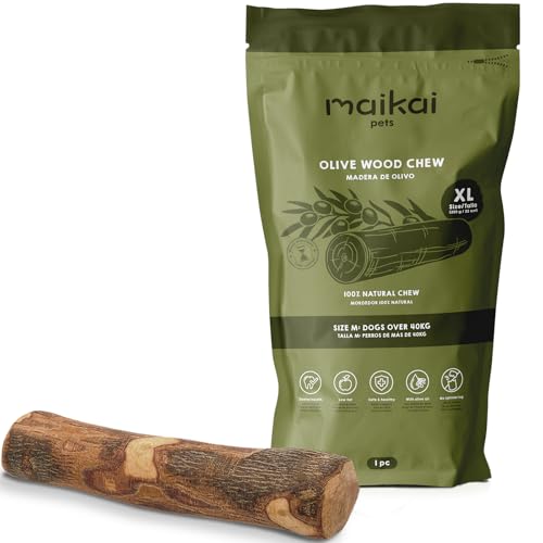 Mordedor Natural de Madera de Olivo Perros Grandes Hueso Premio Natural XL
