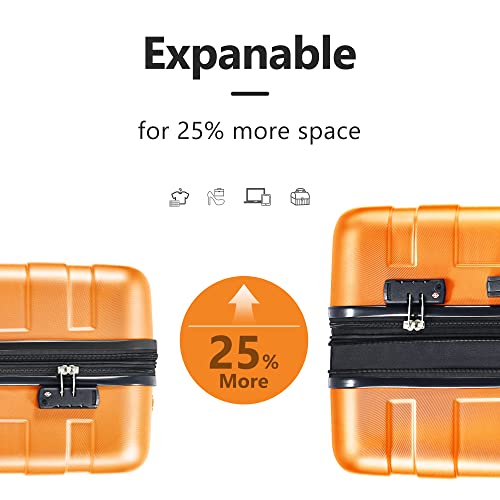 Merax 3 Piece Expandable Abs Hardshell Luggage Sets Spinner Wheel Suitcase Tsa Lock Suit Case, Orange, (20/24/28) #TOP2