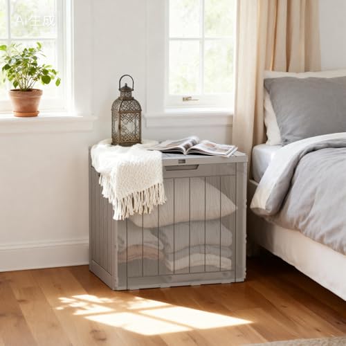 Image of 30 Gallon Outdoor Storage Box - Deck Box Waterproof Patio Furniture, Garden Tools, Cushions, Pool Accessories Outside Storage Resin Box,Light Brown