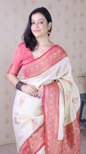 Image of SGF11 Women's Kanjivaram Pure Soft Silk Saree With Blouse Piece