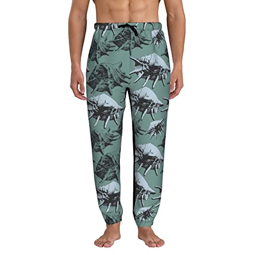Oaieltj Conch Shell - Pantalones deportivos con cordón para hombre, casuales, ligeros, con bolsillos, Negro, XXL