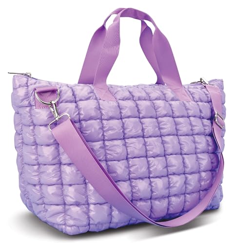 iscream 18" x 9.5" Shiny Quilted Puffer Travel Tote Bag with Dual Handles, Removable Adjustable Strap and Zipper Closure2