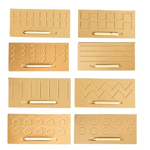 Image of BuGBee Educational Tracing Wooden Board for Kids | Counting Learning Puzzle for Children | Writing Slate for Toddlers | Montessori Toy for 2+ 3+ Years | Handwriting Practice Prewriting Board Set of 8