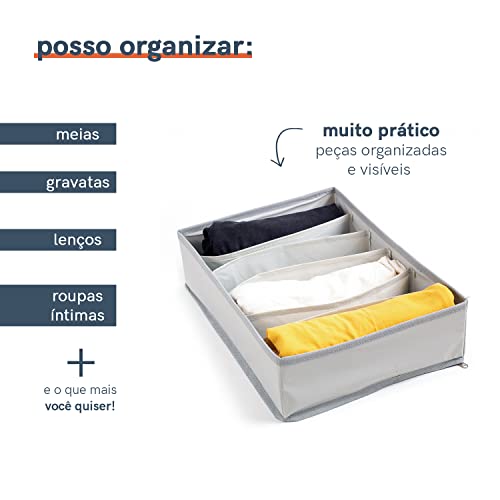 Organizador Dobrável Com 6 Divisórias - OIKOS, LAV01149CZC, Cinza Claro
