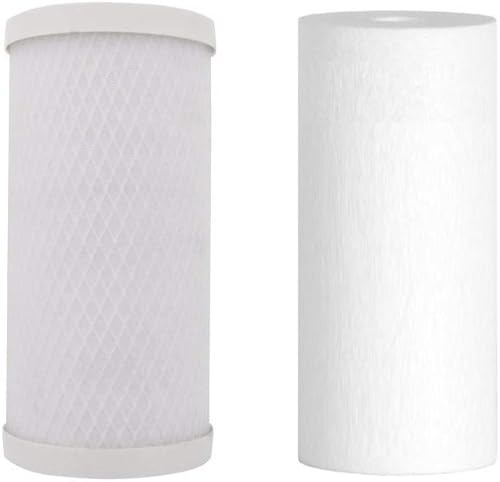 Filtros de agua de repuesto de color azul grande compatibles con toda la casa (4.5 x 10 pulgadas): (1) sedimento - (1) cartucho de bloque de carbono