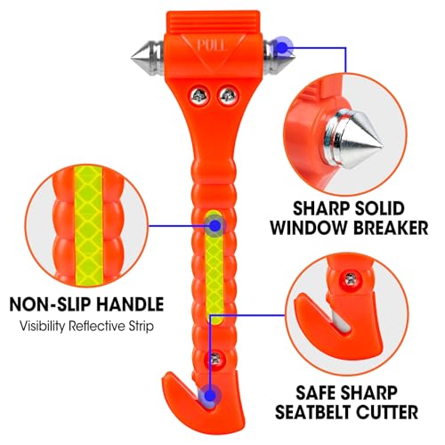 YesBes 2 Pack Car Safety Hammer, Window Breaker Seatbelt Cutter 2-in-1, Auto Emergency Escape Tool Car Window Breaker Tool, Car Accessories - Image 4